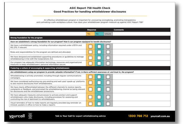 ASIC 758 Checklist